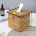 Decorative Square Rattan Tissue Box and Condiment Organizer, 6"x6" Napkin Holder for Dining Table