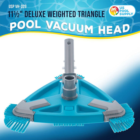 Swimming U.S. Pool Supply Deluxe Weighted Triangular Pool Vacuum Head with Side Brushes, Swivel Connection, EZ Clip