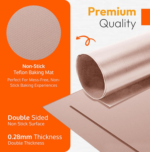 Teflon Sheets for Heat Press and Baking - Large 16" x 20” Reusable PTFE Oven Liners (3-Pack)