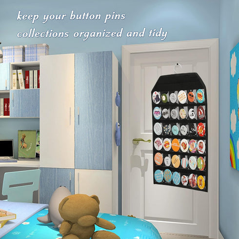 PACMAXI Wall Hanging Badge Button Pins Organizer Display Storage Stand for Up to 36 Pins (Black)