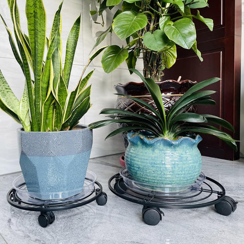 lucpur 3 Packs 13.5" Metal Plant Caddy with Wheels Large Rolling Plant Stands Indoor Wheeled Plant Dolly Heavy-duty
