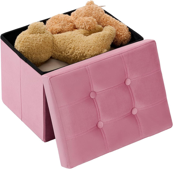 Storage Ottoman 16.1 Inches Foldable Small Ottoman Foot Rest Foot Stool Velvet