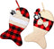 Skylety 2 Pieces Pet Christmas Stockings, Buffalo Plaid Burlap, 15 Inch Large Fish Shaped Bow for Xmas Tree