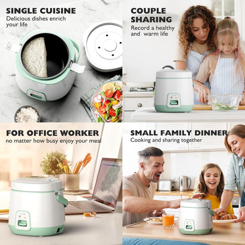 2-Cup Uncooked(4-Cup 1.2L 1-3 TLOG Mini Rice Cooker cooked), Healthy Non-stick Coating Small Rice Maker for People