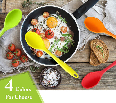 Shappy 4 Pieces Silicone Mixing Spoon Spatula Scrapers for Cooking, 10.6 Inch Heat Resistant Large Non Stick Basting