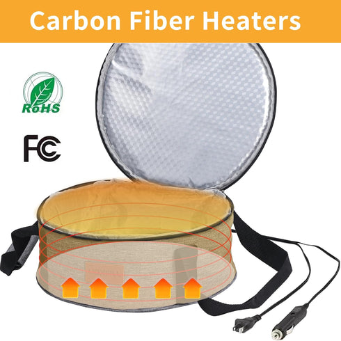 12V/24V/110V, Round Food Warmer Electric Casserole Carrier - Large Heated Lunch Bag for Car Truck, Thermos for hot food