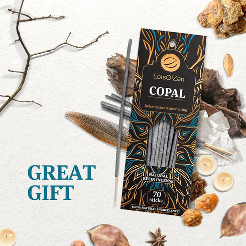 Copal Incense Sticks Smudge Kit (70 pcs) — 100% Pure Long Burning White Copal Resin from Mexico