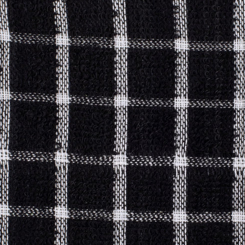 DII Basic Terry Collection Windowpane Dishcloth Set, Black, 12x12, 6 Piece