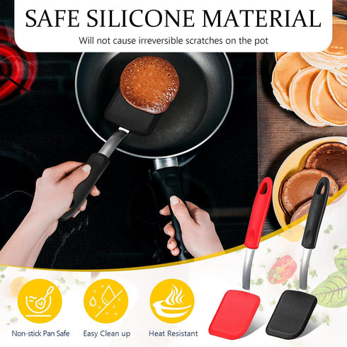 Silicone Cookie Spatula Turner 2 Pack, Mini Brownie Spatula, Flexible Kitchen Small Silicone for Nonstick Cookware,