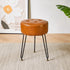 LG-31J IBUYKE Faux Leather Round Footrest, Makeup Vanity Stool Side Table, PU Dressing Table Seat, Pouf Couch Stool