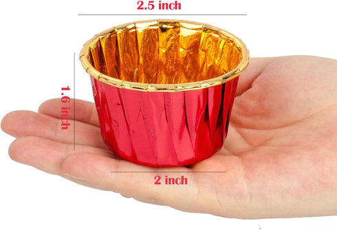 GOLDEN APPLE Aluminum Foil Paper Mini Cake Baking Cups - 50 pcs Muffin Cupcake Baking Mold Liners for Party, Wedding,