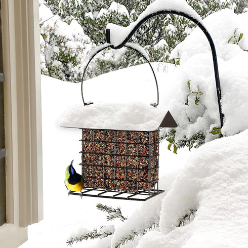 winemana Outdoor Wild Bird Feeder, Black Small Hanging Metal, Rainproof Squirrel-Proof for Outside Office