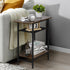 Tedheve 3-Tier Side Table for Living Room, Narrow End Table for Small Spaces with Wide Storage Tabletop,Rustic Brown