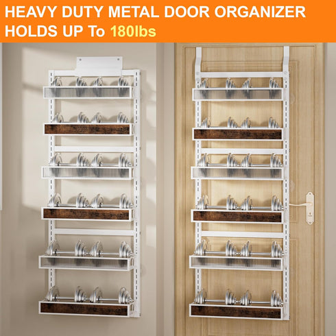 6 2 1 Tier Over the Door Pantry Organizer IN Hanging or Wall Mounted Spice Rack with Adjustable Basket,Heavy Duty