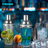 Ailelan Glass Cocktail Shaker with Strainer, 14oz Clear Drink Shaker Bottle with 6 Recipes, Measurements, Bartender Kit