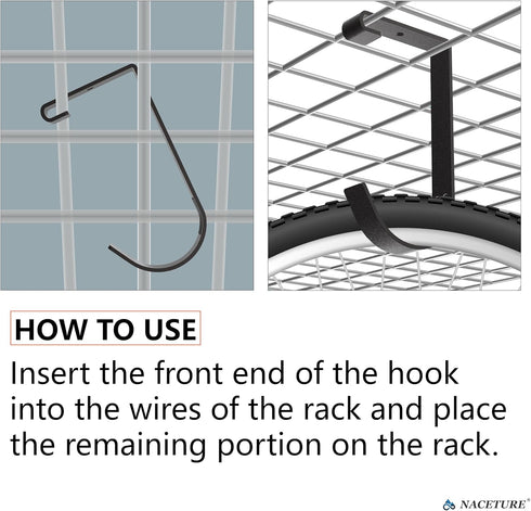 Bike Hooks for Garage Ceiling Mount Rack – Heavy Duty 4X8 Overhead Storage Rack for Ceiling Hanging Bicycles