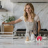 2-Slot Countertop Set Ceramic Double Sponge Holder with Soap Tray, Sink Organizer, Modern White Kitchen Sponge & Dish