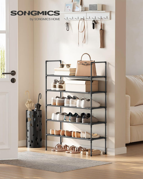 5-Tier Closet, ULSH045BH02 SONGMICS Shoe Rack, Shoe Storage for Hallway Slim and Space-Saving, Metal Frame, Non-Woven