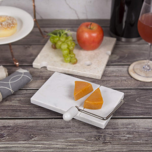 8" 5" Creative Home Marble Cheese Slicer x Heavy Duty Marble Board with Wire Cutter, Durable Cheese Slicer for Block