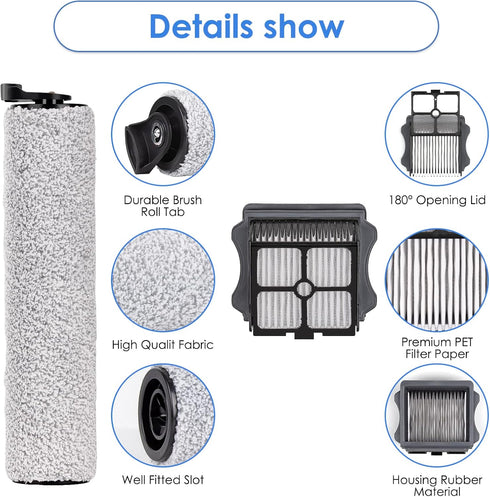 MIBUMIKI (5 S3/ 3 2 3 Pieces) Replacement Brush Rollers and HEPA Filters Compatible with Tineco Floor One iFloor