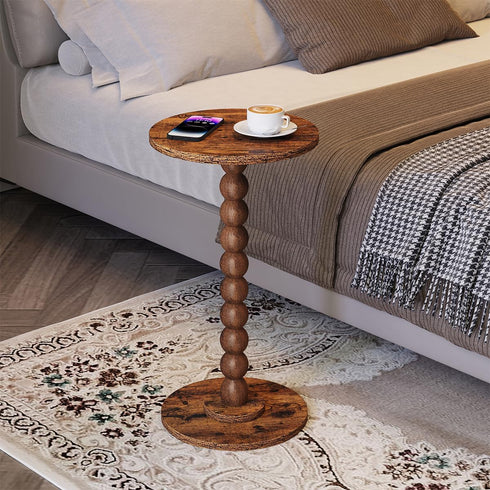 UTBT005F Round Side Table, Small Drink Table for Small Spaces, Pedestal End Table for Living Room, Modern Accent