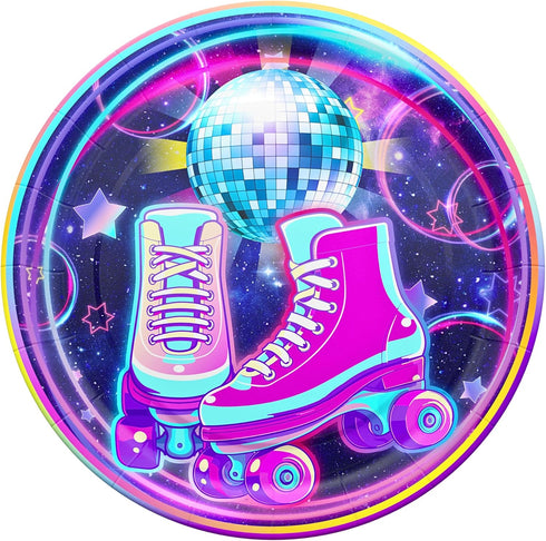Blue Orchards Roller Skating Party Plates and Napkins (52 pieces for 20 Guests) - 90s Party Supplies, Skate Party