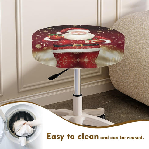 gearider Set 2 Christmas Stool Cushion Covers Round of Santa Claus Soft Stool Slipcover Bar Chair Covers Vanity Stool