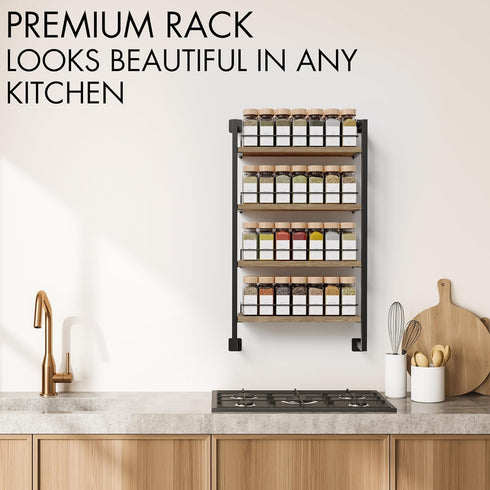 56 ZICOTO Space Saving Spice Rack Organizer Shelf for Wall Mount - Easy To Install Modern Hanging Racks For up to Jars