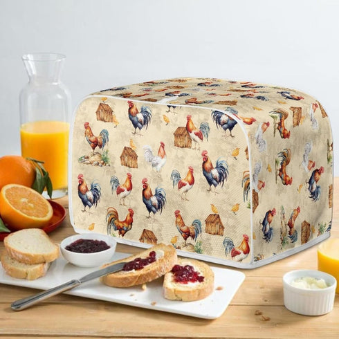 Vintage Rooster Toaster Protection Cover for Standard 2 Slice Toaster, Kitchen Bakeware Bread Maker Covers