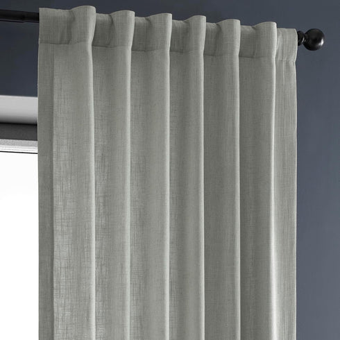 HPD Half Price Drapes Premium Heavy Faux Linen Curtains, 1 Panel, 50W x 108L Light Filtering Ash Grey Window Curtains
