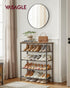 VASAGLE 5 Tier Shoe Rack, Shoe Organizer for Entryway, Holds 12-16 Pairs, with 4 Fabric Shelves, Rustic Brown and Black