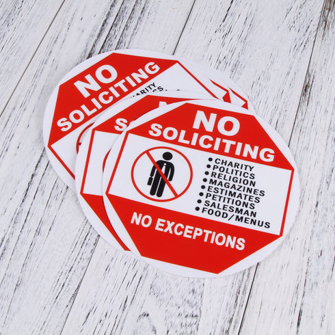 3 Set No Soliciting Sticker Static Cling Decal for Inside Outside Window, 6 x 6 Inch Removable