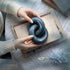 EOSAHR Boho Pine Wood Knot Decor Blue Wooden Chain Link Sculpture for Coffee Table, Bookshelf & Side Table Simple