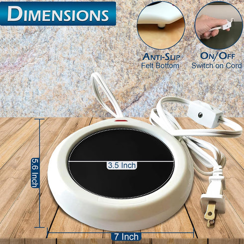 Home-X Mug Warmer, Desktop Heated Coffee & Tea - White Candle & Wax Warmer