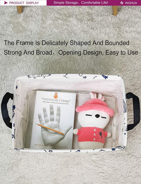Rectangular Fabric Storage Basket Organizer Bin for Toys, Books, Clothes, Gifts, Pets - Perfect for Home and Office
