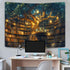 80"X60" GOAOK Fantasy Library Tapestry For Classroom, Mysterious Tree Magic Bookshelf Aesthetic Tapestries, Witchy