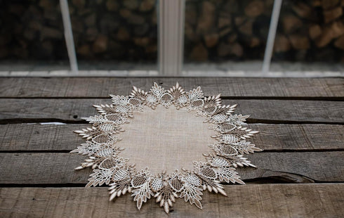 Lace Doily Round Table Topper Scarf Place Mat (16 inch) – Neutral Earth Tones Doily