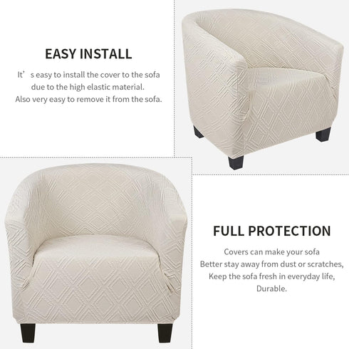 SearchI Waterproof Club Chair Slipcover Stretch Barrel Chair Covers Jacquard Tub Chair Slipcovers Spandex Armchair Sofa