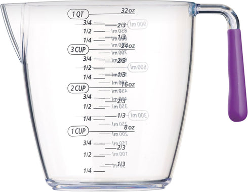 Colourworks Measuring Jug Set, 3-Piece Plastic Jugs with 200, 400 and 900ml, Purple
