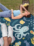 Cozy 6050 Thuswarm Cute Blue Sea Creatures Octopus Whale Flannel Blanket for Autumn Winter Gifts Warm Soft Funny Print