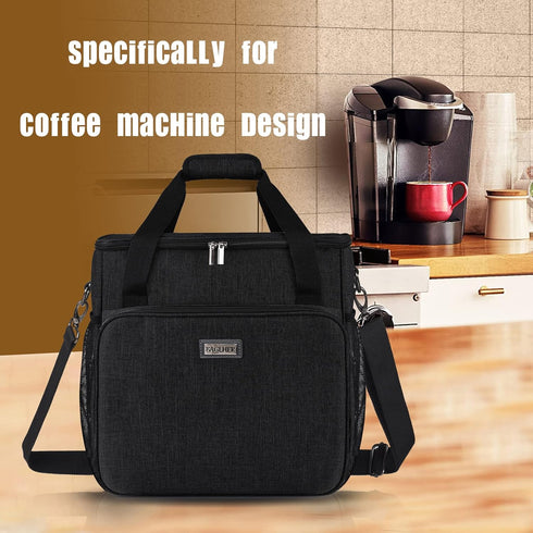 BAGLHER Waterproof Coffee Maker Storage Bag, Travel Carrying Organizer Case for Kering Coffee Machines, Black