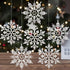 Silver Snowflake Ornaments, 6 Pack Large Plastic Christmas Decorations for Winter Wonderland Tree