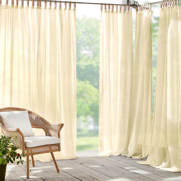 Elrene Home Fashions Darien Indoor/Outdoor Weatherproof Curtain Panel, 52”W x 84”L, Natural for Porch, Pergola, Patio,