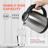 Stainless Steel Electric Tea Kettle, 1.7L Cordless Water Boiler with 360 Degree Rotational Base, 1000W, Silver