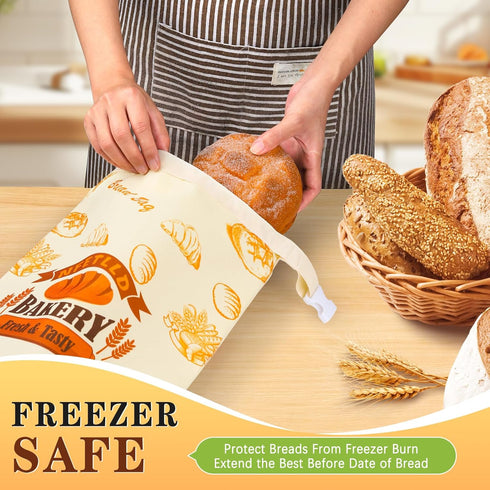 2 Packs 17x12 Inch Reusable Bread Bags for Homemade Bread, NFETLLD Homemade Sourdough Bags Storage Container Keep Loaf
