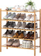 BMOSU 5-Tier Bamboo Shoe Rack Premium Stackable Shoe Shelf Storage Organizer for