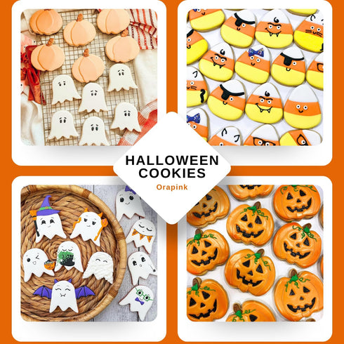 4" Halloween Cookie Cutters Set - Large Stainless Steel Baking Cutters in Pumpkin, Ghost, and Candy Corn Shapes