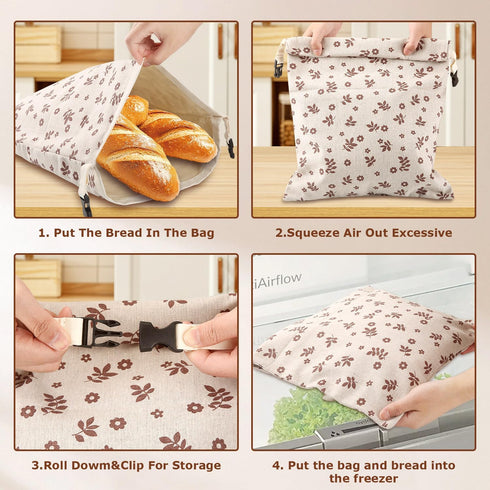 VAKEEN Beeswax Bread Bags, Reusable Linen Organic Beeswax Bread Bags for Sourdough, Keep Freshand and Large Capacity