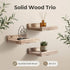 6 5.5inch, 3 Pack Z metnal Mini Floating Shelves, Small Natural Wooden Display Wall Shelf for Picture Ledge, Pawlownia