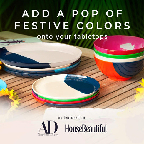 Melamine Side Plates Set of 4, Chip and Break-Resistant, Durable Salad Plates for Indoor and Outdoor, Dishwasher Safe